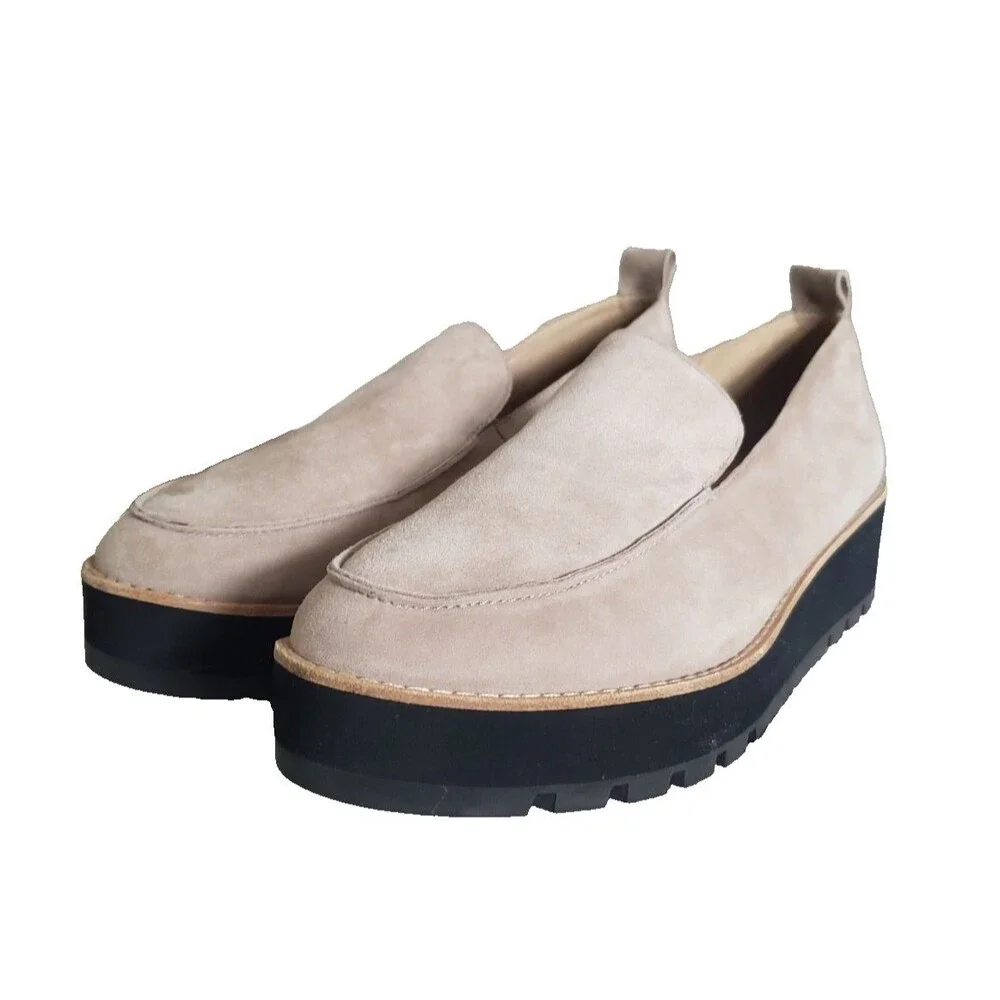 Eileen Fisher Shoes Women's Size 9 Beige Suede Platform Loafer Flats Comfort